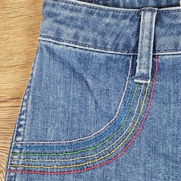 Madewell Emmett Rainbow Stitched Edition Medium Wash Wide Leg Crop Jean - Picture 6 of 16
